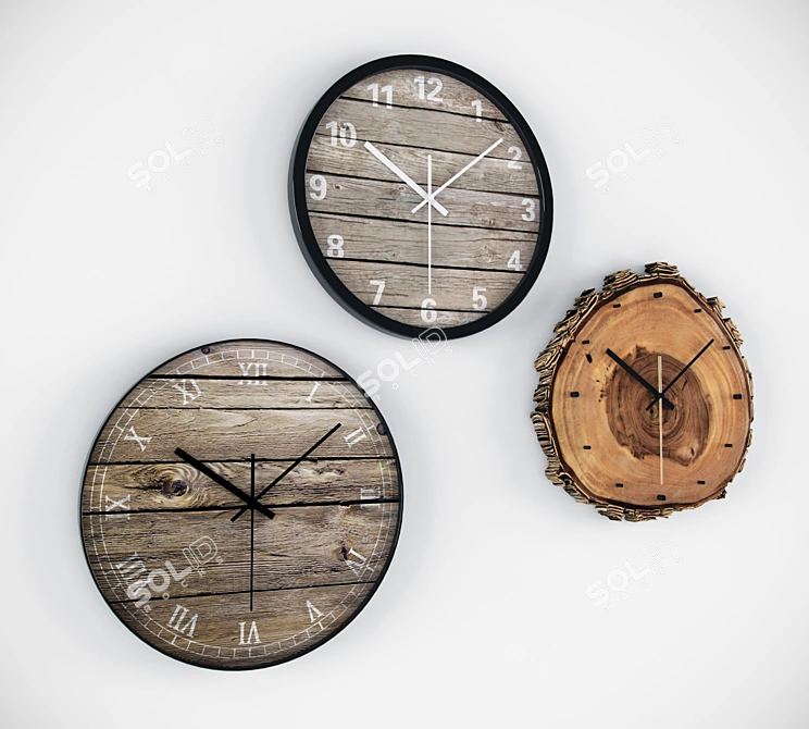 Minimalist Wood Clock 3D model image 1