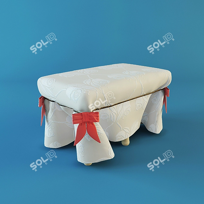 French Chic Pouffe with Bow Detail 3D model image 1