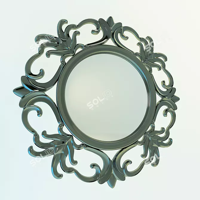 Elegant Dark Gold Round Mirror 3D model image 1