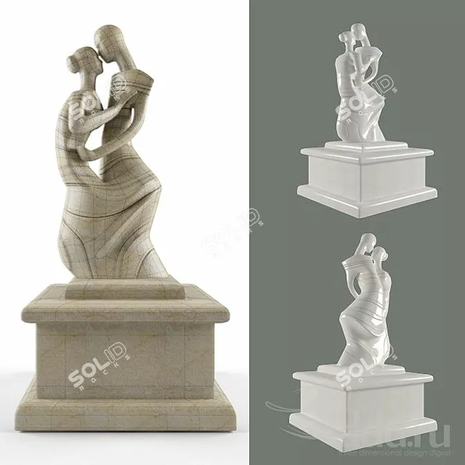 Elegant Palimanan Stone Figurine 3D model image 1