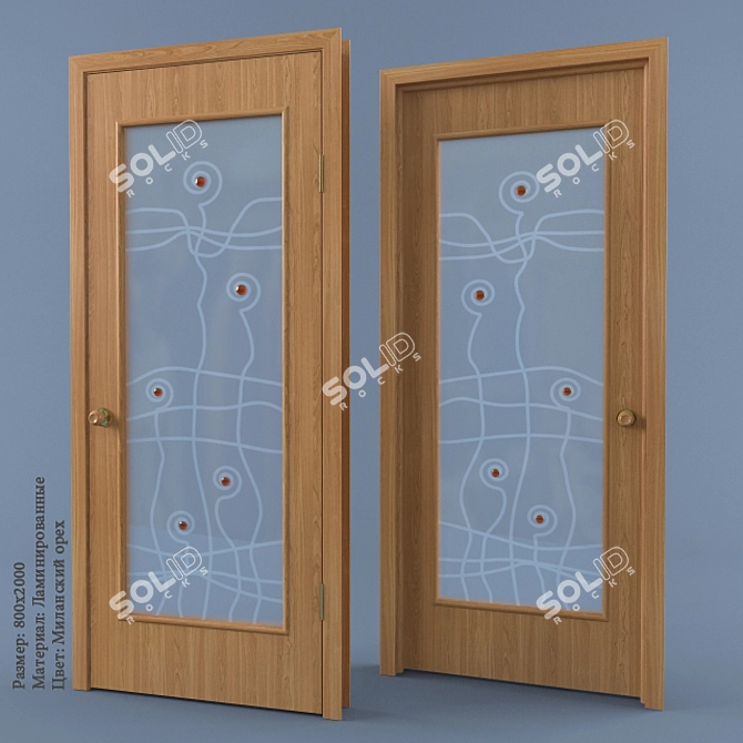 Elegance Walnut Laminate Interior Door 3D model image 1