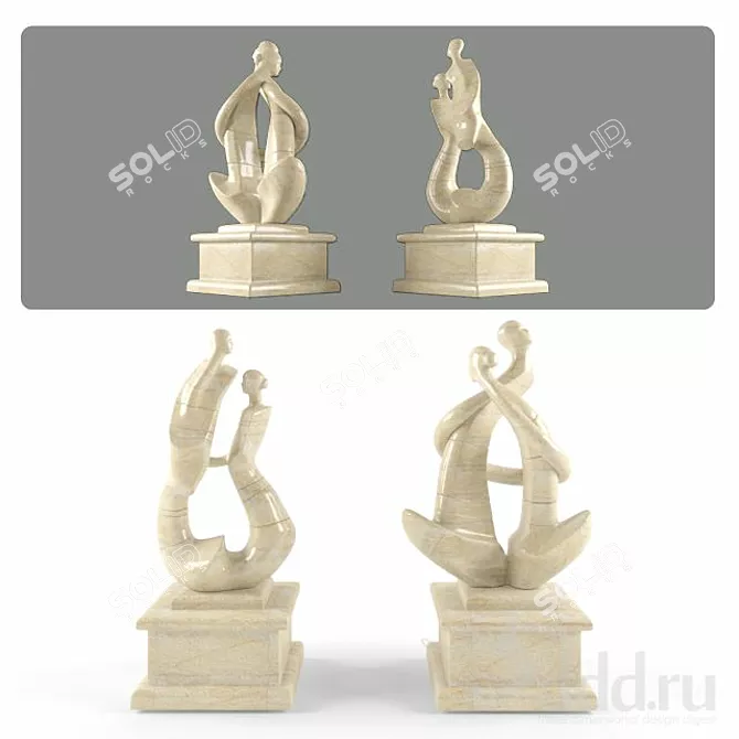 Elegant Bronze Figurine 3D model image 1