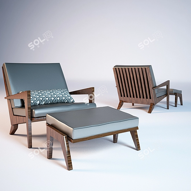 Elevate Armchair with Footrest 3D model image 1