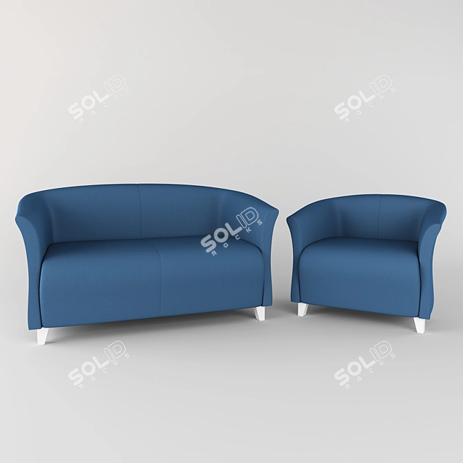 Elegant Italian Sofa & Chair 3D model image 1