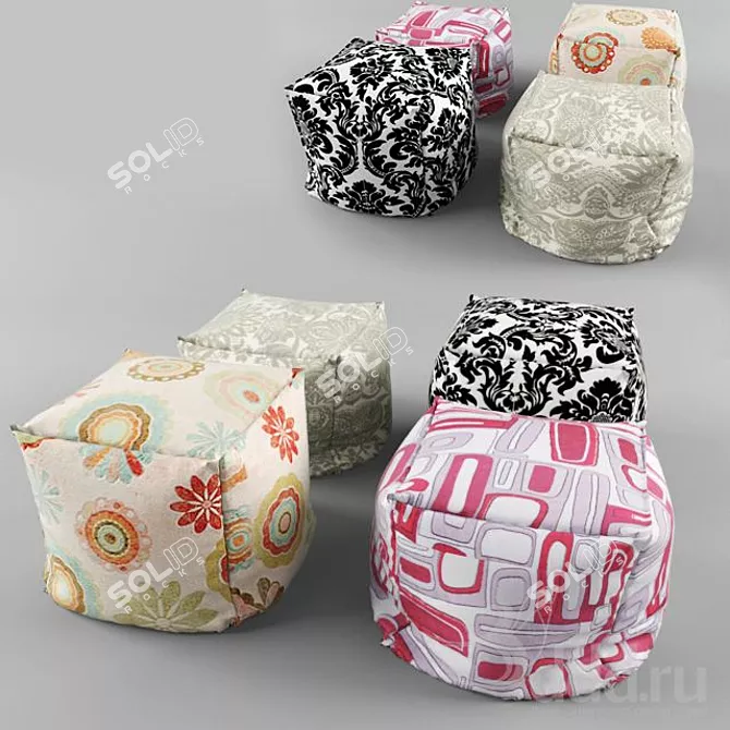 Russian-inspired Poof Collection: Modern Elegance 3D model image 1