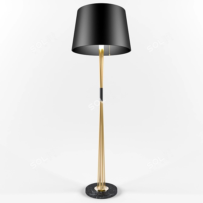 MILES | Floor Lamp - Elegant Brass and Marble Torchère 3D model image 1