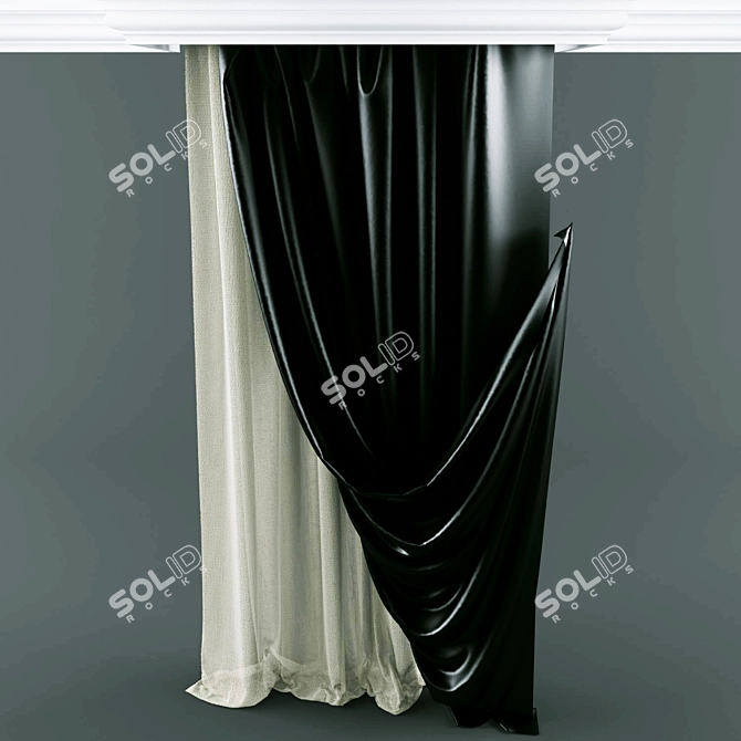 Elegant Texture Curtain 3D model image 1