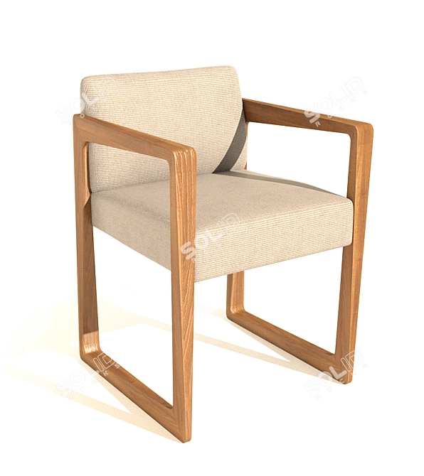 Elegant Wood Chair 3D model image 1