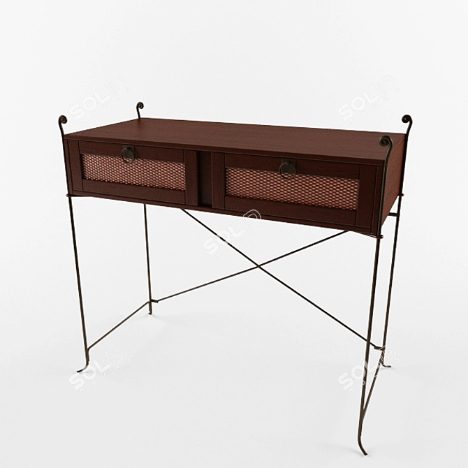 Rattan and Metal Parigi Dressing Table 3D model image 1