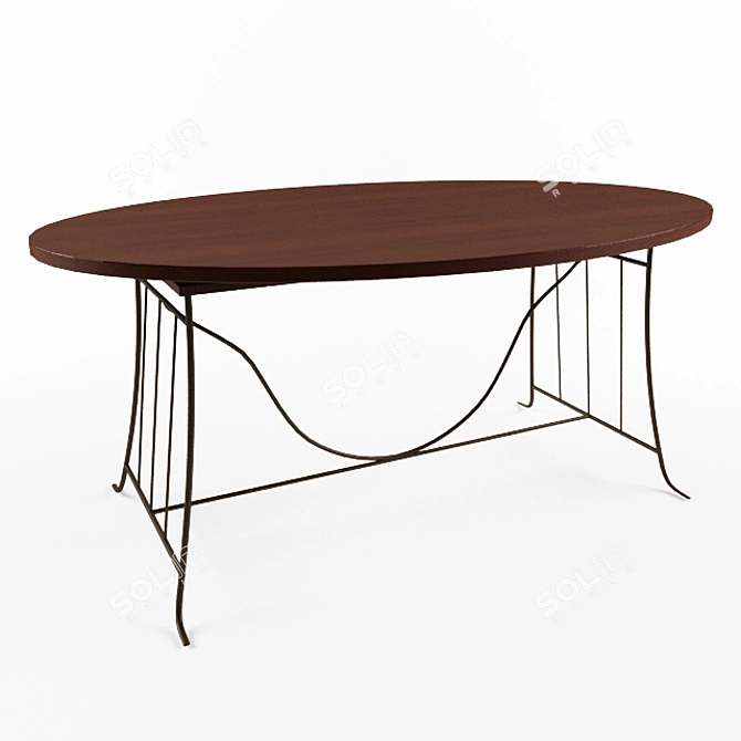 Parigi Rattan-Metal Dining Table 3D model image 1