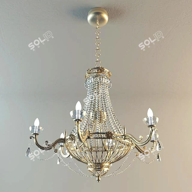 Vintage 18th Century Chandelier 3D model image 1