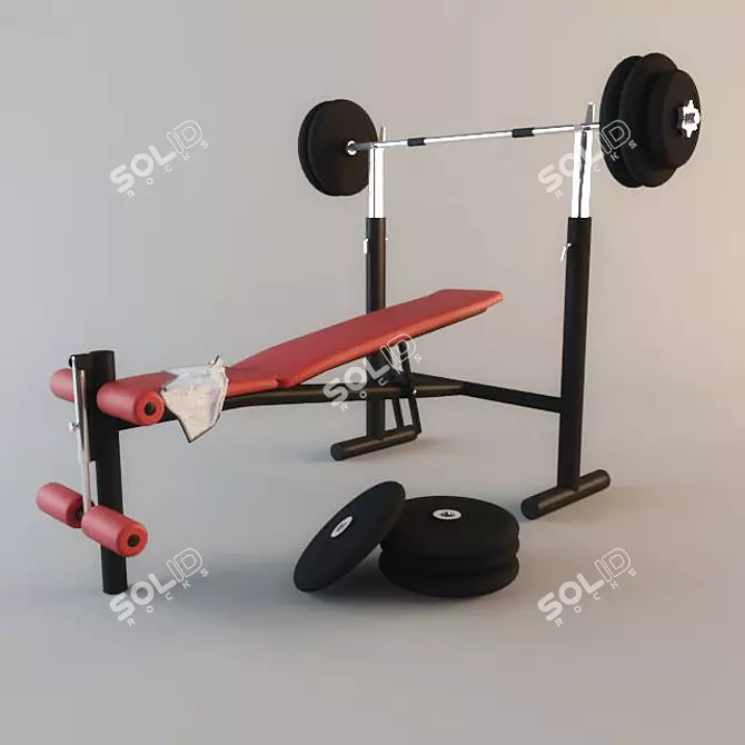 Foldable Multi-functional Bench with Adjustable Racks and Backrest 3D model image 1