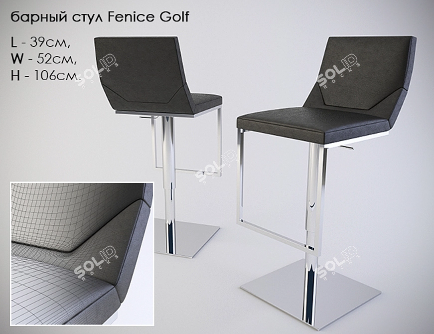 Fenice Golf Bar Stool: Sleek and Stylish 3D model image 1