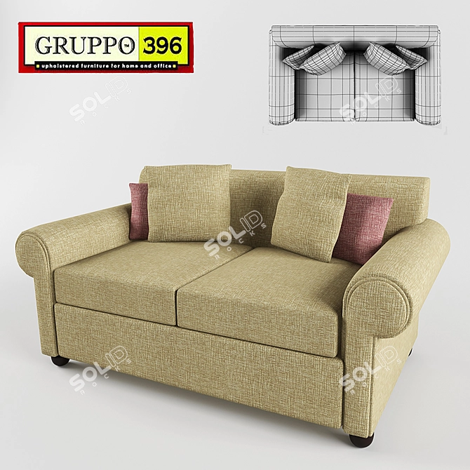 Compact Comfort Sofa 3D model image 1