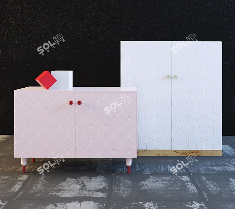 Modern Scandinavian Furniture Set 3D model image 1