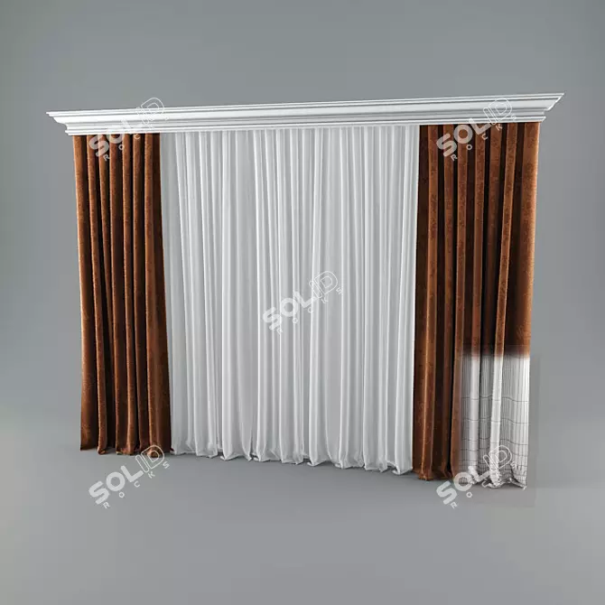 Elegant Window Curtains 3D model image 1