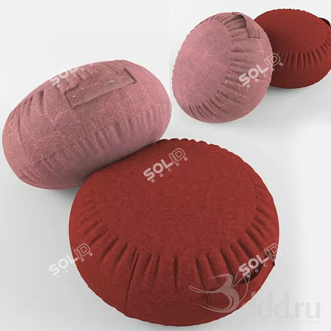 Elegant Velvet Ottoman 3D model image 1