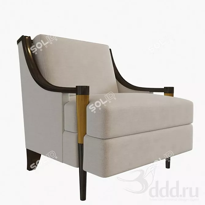 Elegant Lounge Chair with Textures 3D model image 1