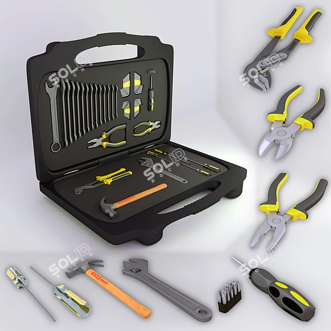 Versatile Hand Tool Set: Hammer, Pliers, Screwdrivers & More 3D model image 1