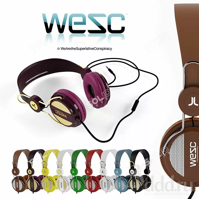 Wesc Oboe: High Detail Headphones with Vibrant Colors 3D model image 1