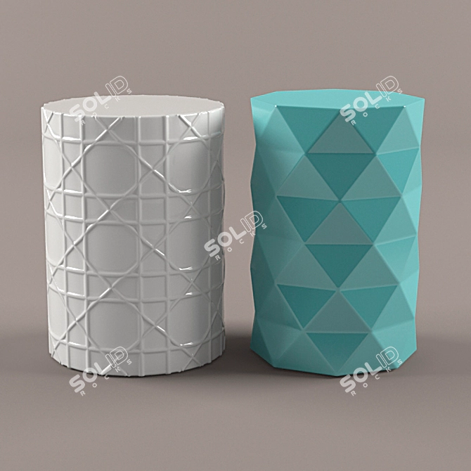 Elegant Ceramic Garden Stools 3D model image 1