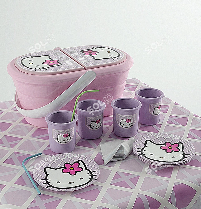 Hello Kitty Baby Dish Set 3D model image 1