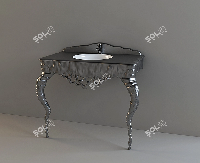 Sleek Stainless Steel Sink 3D model image 1