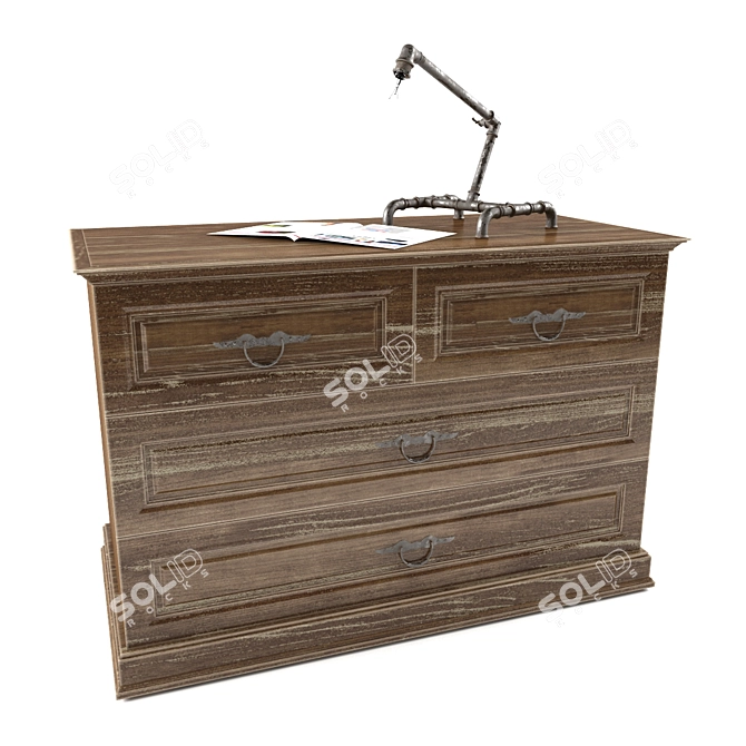 Vintage Dresser and Table Lamp 3D model image 1