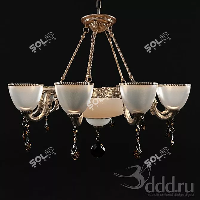 Elegant Bronze Chandelier 3D model image 1