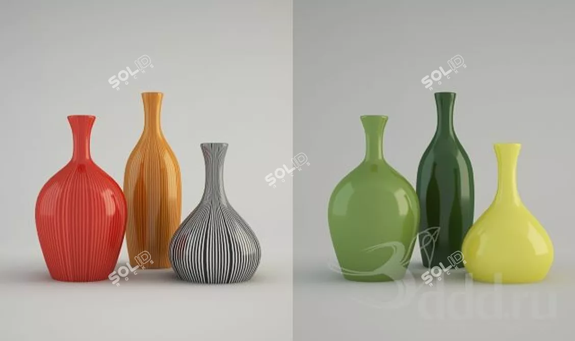 Vibrant Rainbow Glass Vase 3D model image 1
