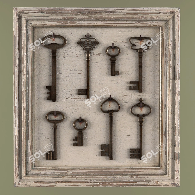 Vintage Chateau Key Painting 3D model image 1