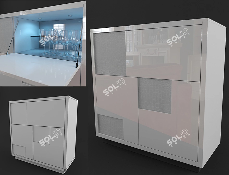 Modern Night Fly Bar Cabinet 3D model image 1