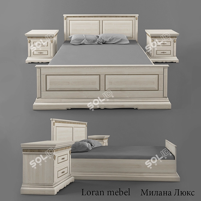 Loranmebel Milan Bed: Luxurious Elegance 3D model image 1