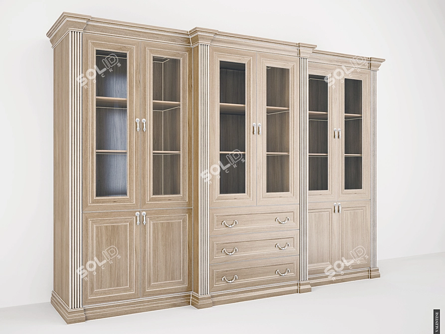 Classic Textured Handleless Wardrobe 3D model image 1