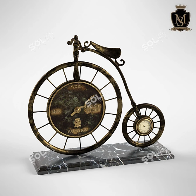 Title: Retro Bronze Bicycle Table Clock 3D model image 1