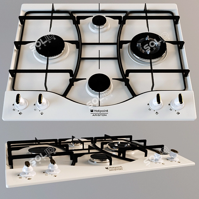 Sleek Touch Control Gas Hob 3D model image 1