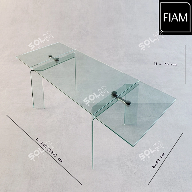 Sleek Glass Folding Table 3D model image 1