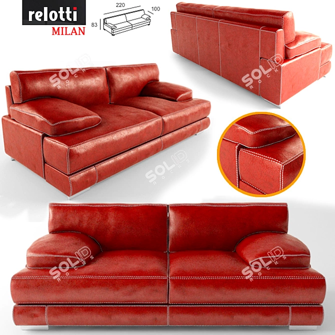Elegant Milan Sofa - Relotti 3D model image 1