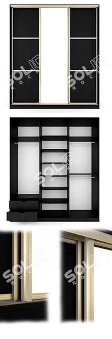 MirrorSlidingDoor Wardrobe 3D model image 1