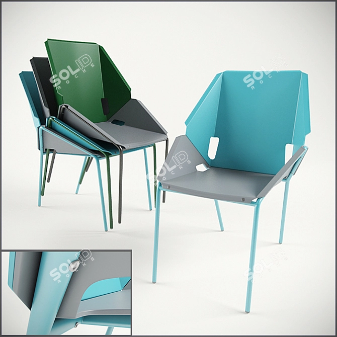 Modern Steel and Plastic Bar Stool 3D model image 1