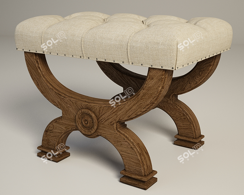 Halle Ottoman: Elegant Seating Solution 3D model image 1