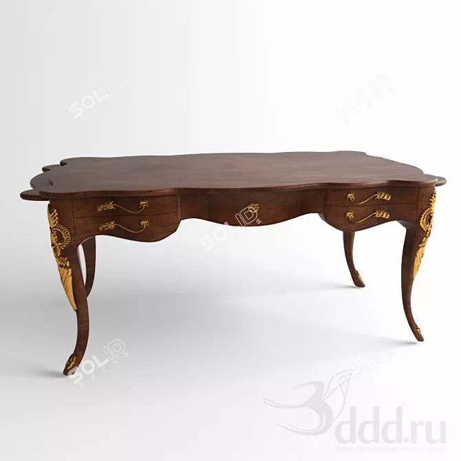 Modern Wooden Table 3D model image 1