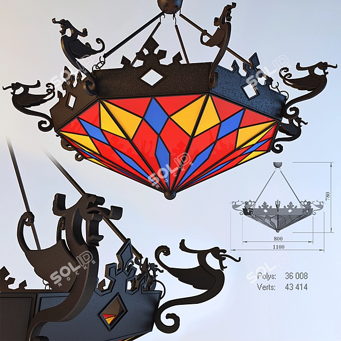 Dragonfire: Handcrafted Wrought Iron Chandelier 3D model image 1