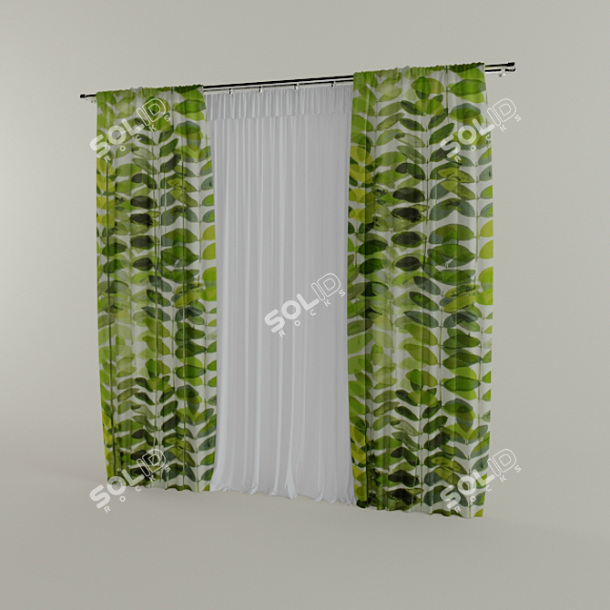 Elegant Curtains and Sheers 3D model image 1