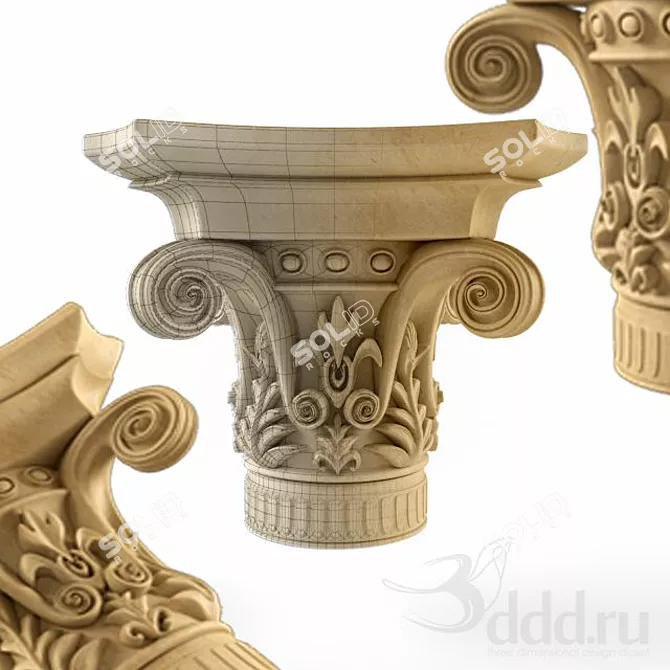 Elegant Pillar Ornament 3D model image 1