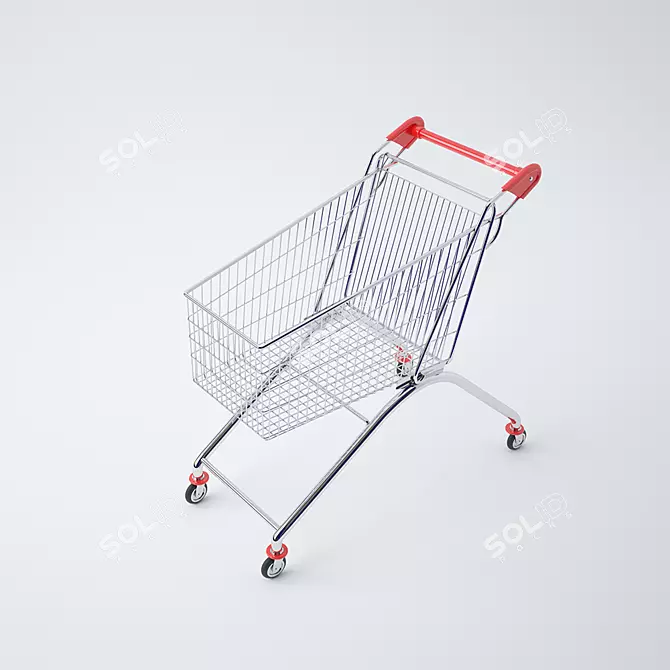 Supermarket Stroller: Convenient and Compact! 3D model image 1