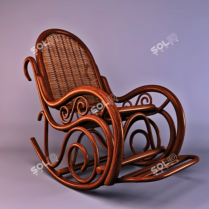 Ergonomic Rattan Rocking Chair 3D model image 1