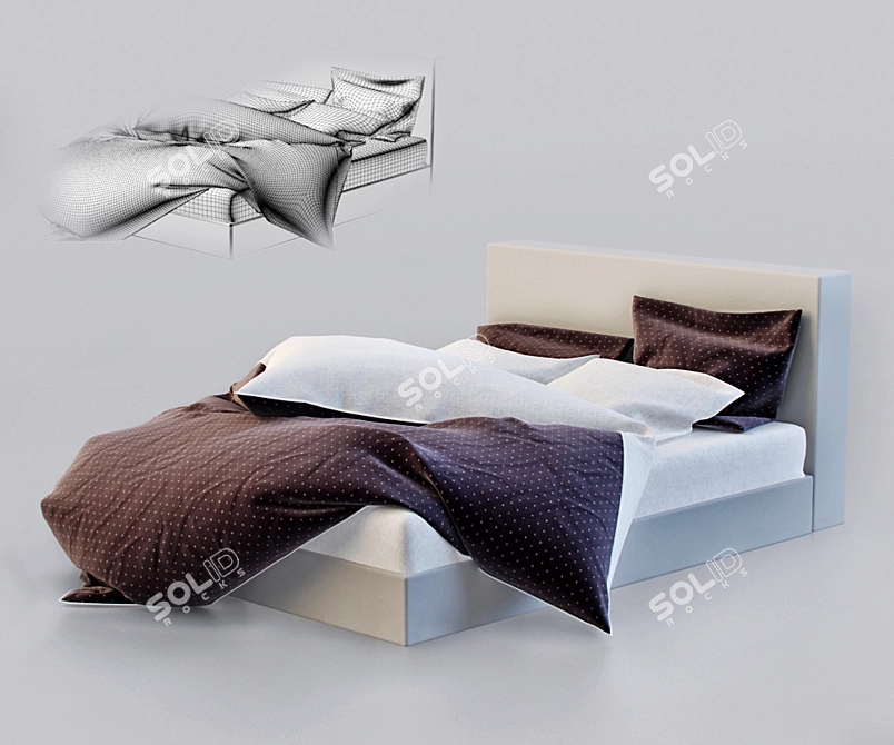 Luxury Bed Linens Set 3D model image 1