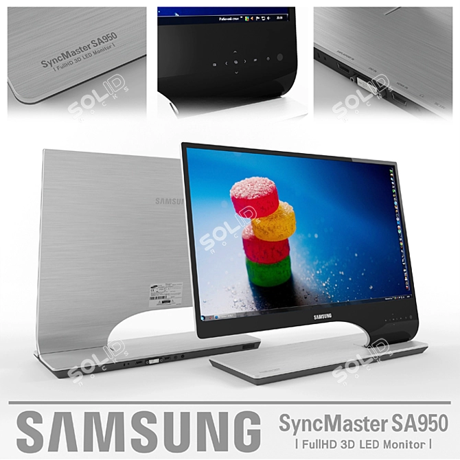 SAMSUNG SA950 27" 4K Curved Monitor 3D model image 1