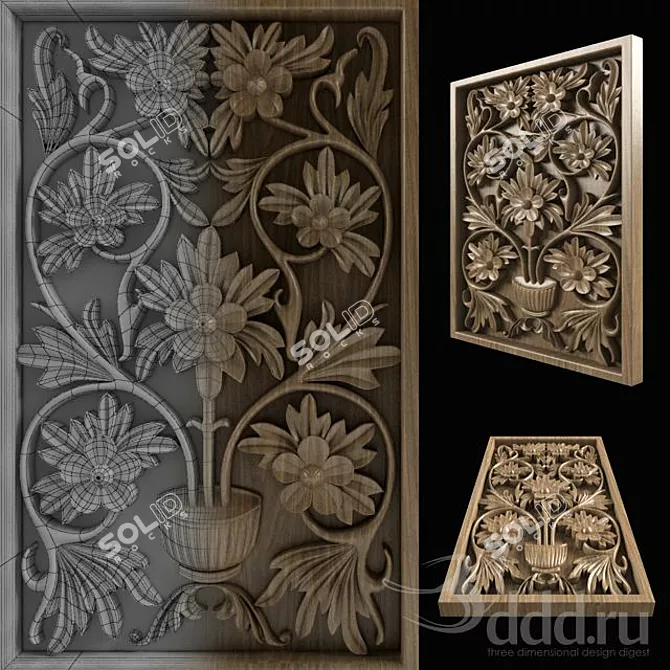 Wooden Artsy Decor 3D model image 1